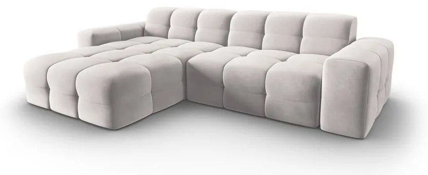 Divano angolare in velluto grigio chiaro (angolo sinistro) Kendal - Micadoni Home