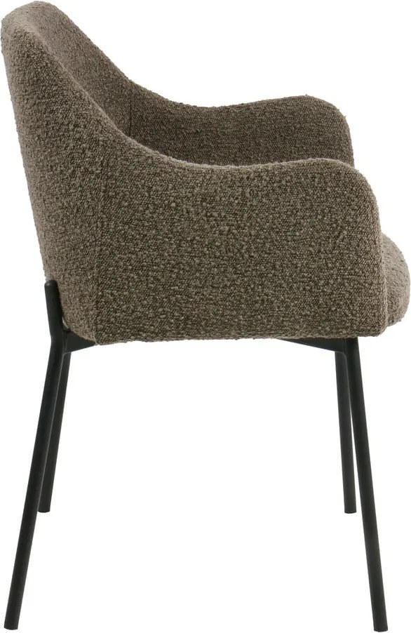 Sedia da pranzo marrone in imbottito con braccioli Melilla – House Nordic