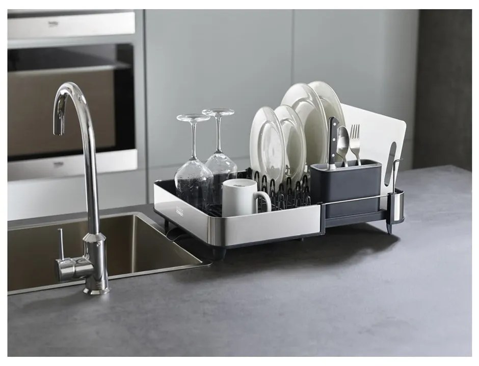 Scolapiatti regolabile grigio scuro in acciaio inox 36x32 cm Extend Steel – Joseph Joseph