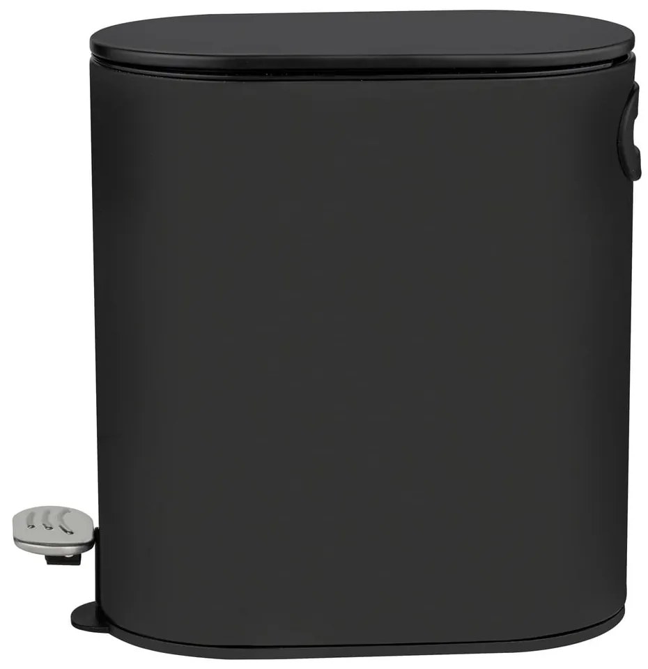 Cestino per la spazzatura nero opaco in acciaio con pedale 5 l Collungo – Wenko