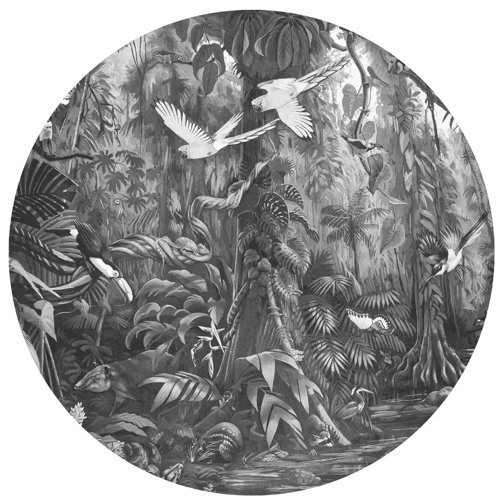 KEK Amsterdam Carta da parati panoramica Tropical Landscapes 3 Circle - BW - Durchmesser 1,425m