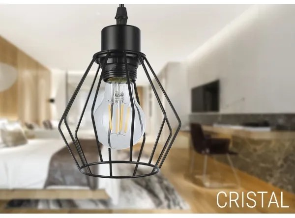 Lampadario a sospensione con filo 1xE27/35W/230V diametro 18 cm nero