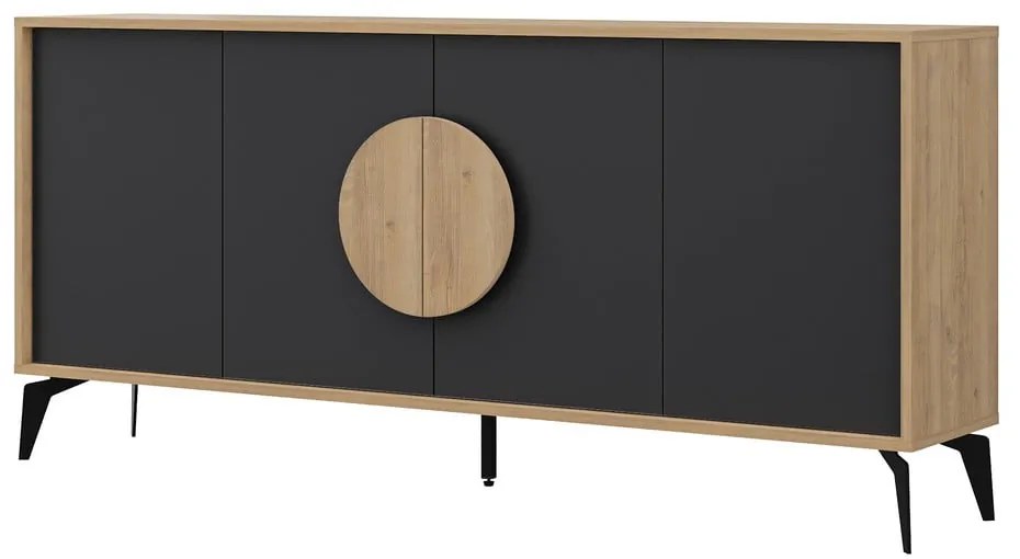 Cassettiera bassa in rovere decorato in nero e naturale 180x82 cm Vae - Marckeric