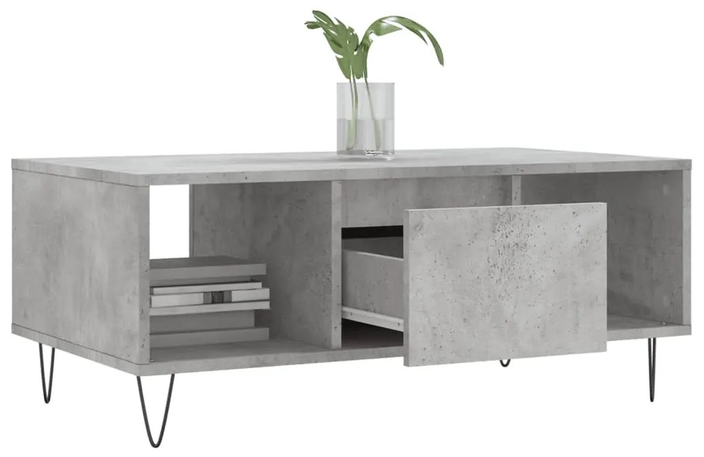 Tavolino salotto grigio cemento 90x50x36,5 cm legno multistrato