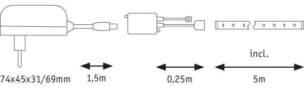 Paulmann 70480 - LED RGBW/16,5W Striscia dimmerabile DIGITAL 5 m 230V + +TC