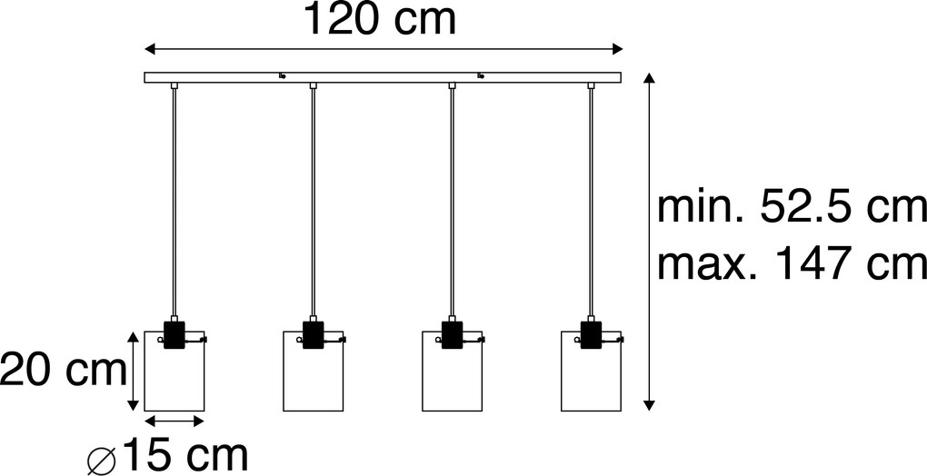 Lampada a sospensione scandinava bronzo con vetro 4 luci - Dome
