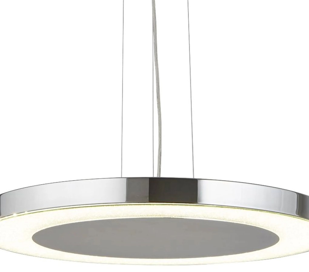 Lampadario Moderno Lexi Acciaio Cromo Vetro Trasparente Led 34W 4000K