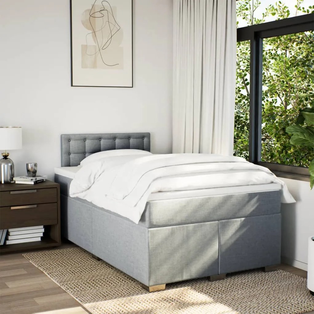 Giroletto a molle con materasso grigio chiaro 120x190cm tessuto