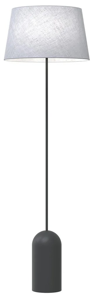 Piantana 1 Luce Anubi Paralume In Tessuto Grigio Con Base In Acciaio Nero