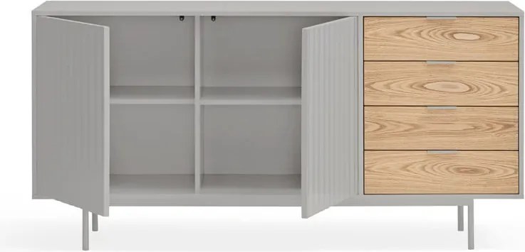 Cassettiera bassa grigia effetto rovere 159x80 cm Sierra - Teulat