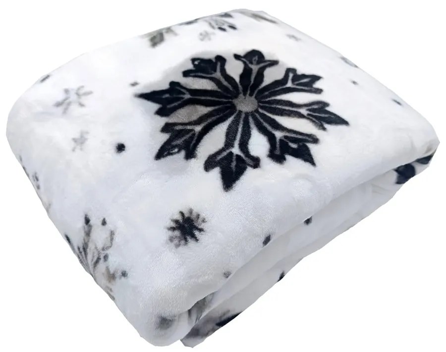 Coperta bianca in micropile a tema natalizio 150x200 cm Nord Flake – My House