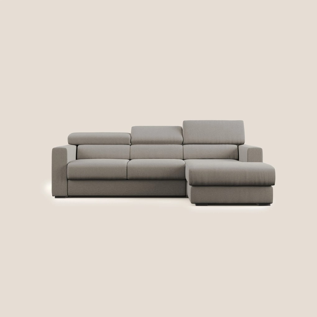 Dylan divano angolare con pouf estraibile poggiapiedi in tessuto simil cotone impermeabile T13