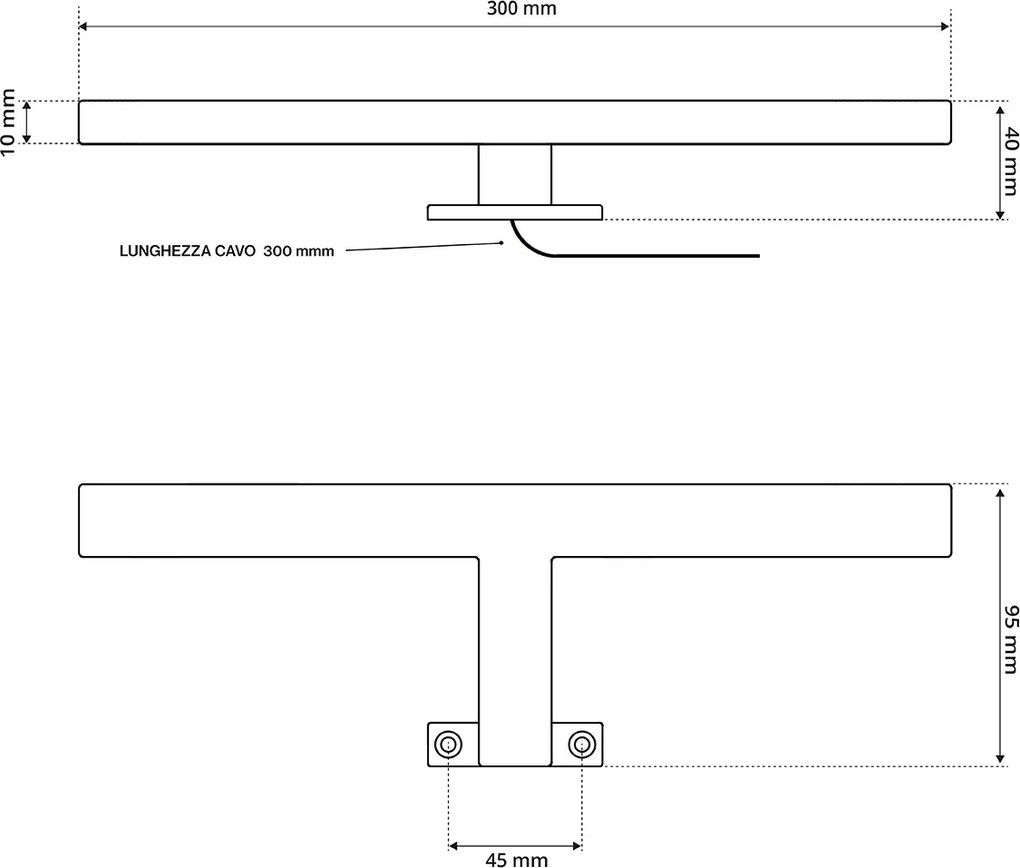Lampada LED da Specchio 30cm Cromata 4W - Doppia Installazione Colore Bianco Naturale 4.000K