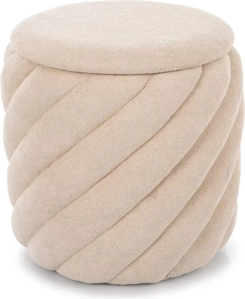 Pouf Pelaro beige con contenitore – Ø42x41 cm