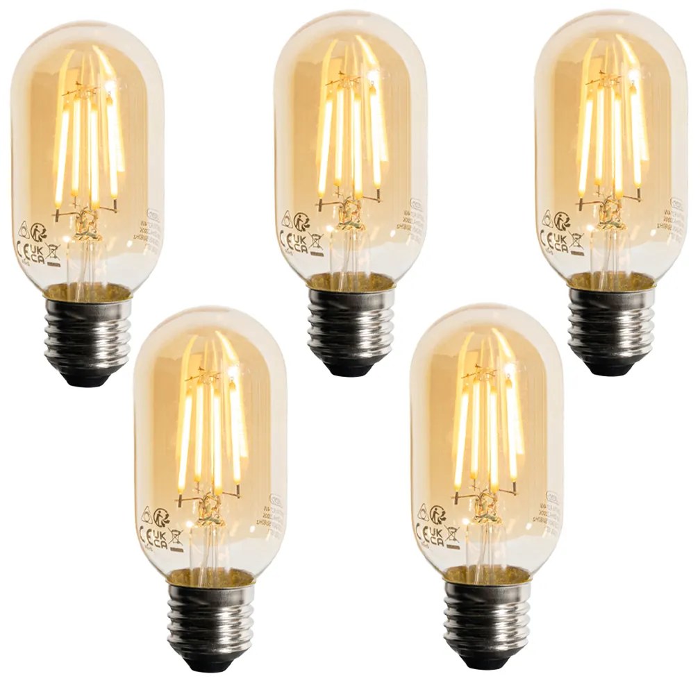 Set di 5 lampadine LED dimmerabili E27 dorate T45 4W 300 lm 2200K