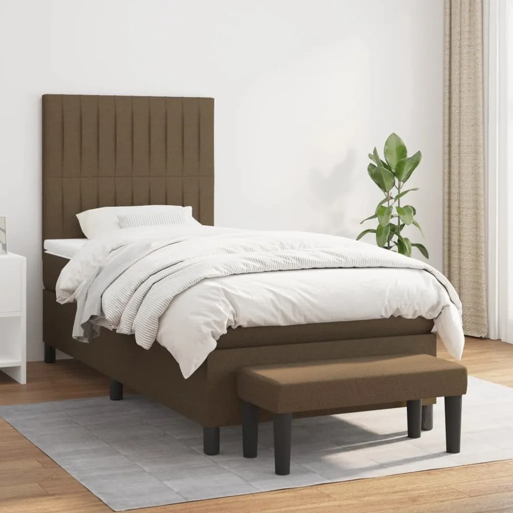 Giroletto A Molle Con Materasso Marrone Scuro 90x190cm Tessuto /
