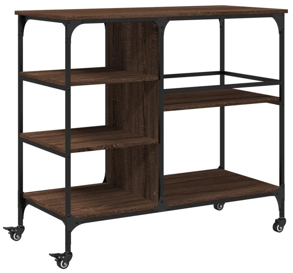 Carrello cucina rovere marrone 100x45x89,5 cm legno multistrato