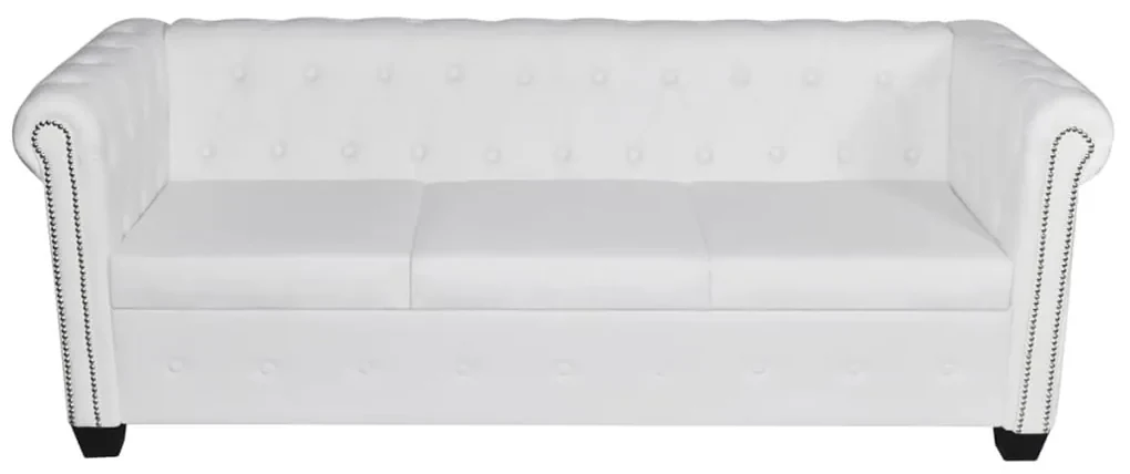 Divano chesterfield a 3 posti in finta pelle bianco