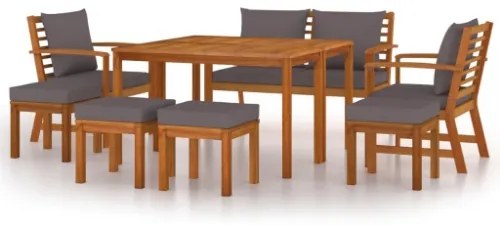 Set da Pranzo da Giardino 9pz con Cuscini Legno Massello Acacia