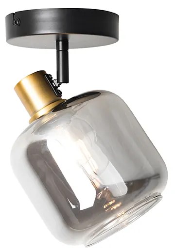 Faretto da soffitto di design nero con oro e vetro fumé - Zuzanna