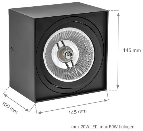 Faretto CHLOE AR111 1xGU10/50W/230V quadrato nero