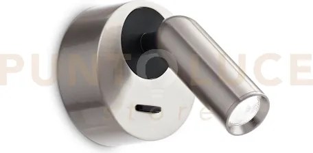 Bean applique a parete  led 3000k 3w  200 lm nickel con interruttore