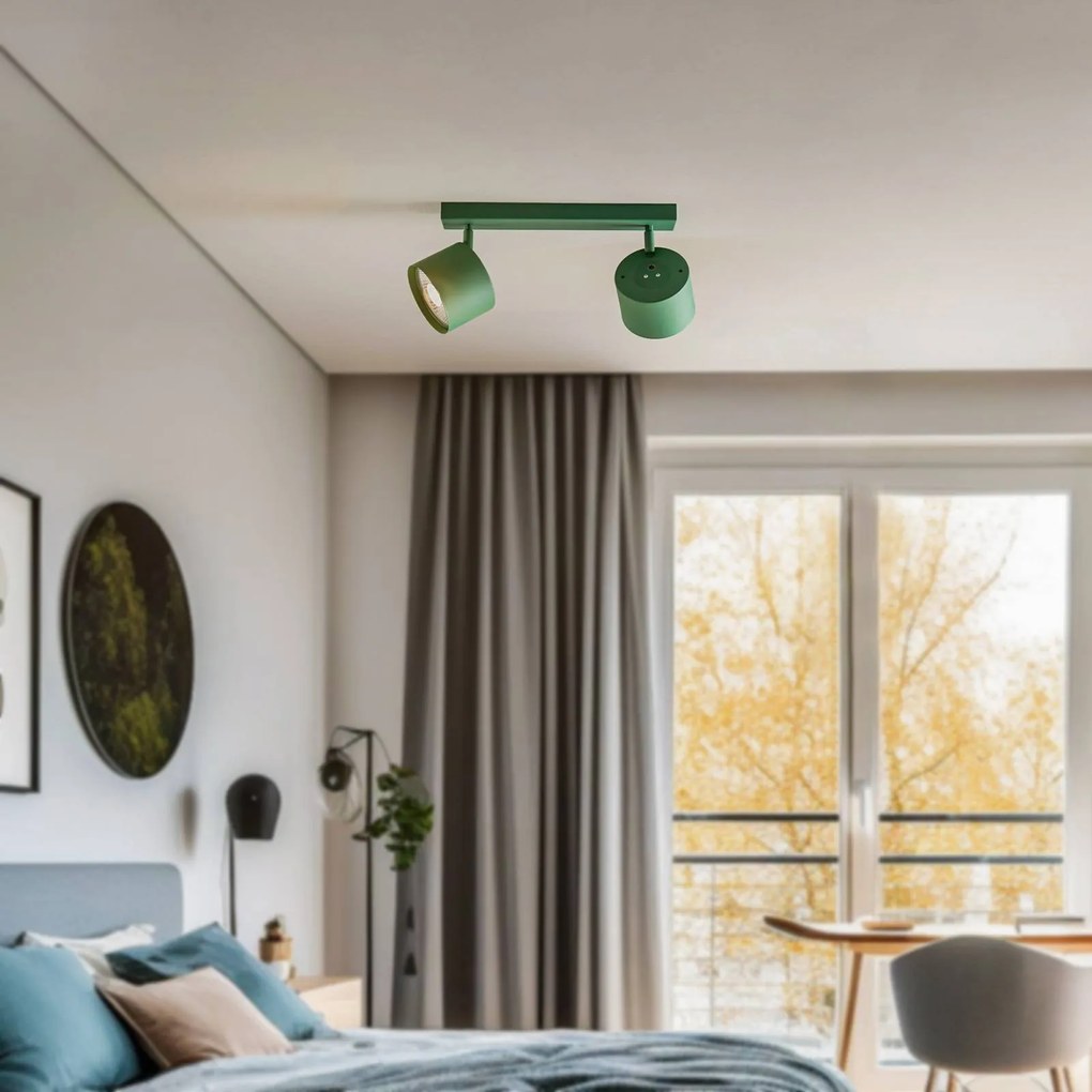 Argon Faretto da soffitto Chloe orientabile a 2 luci, verde