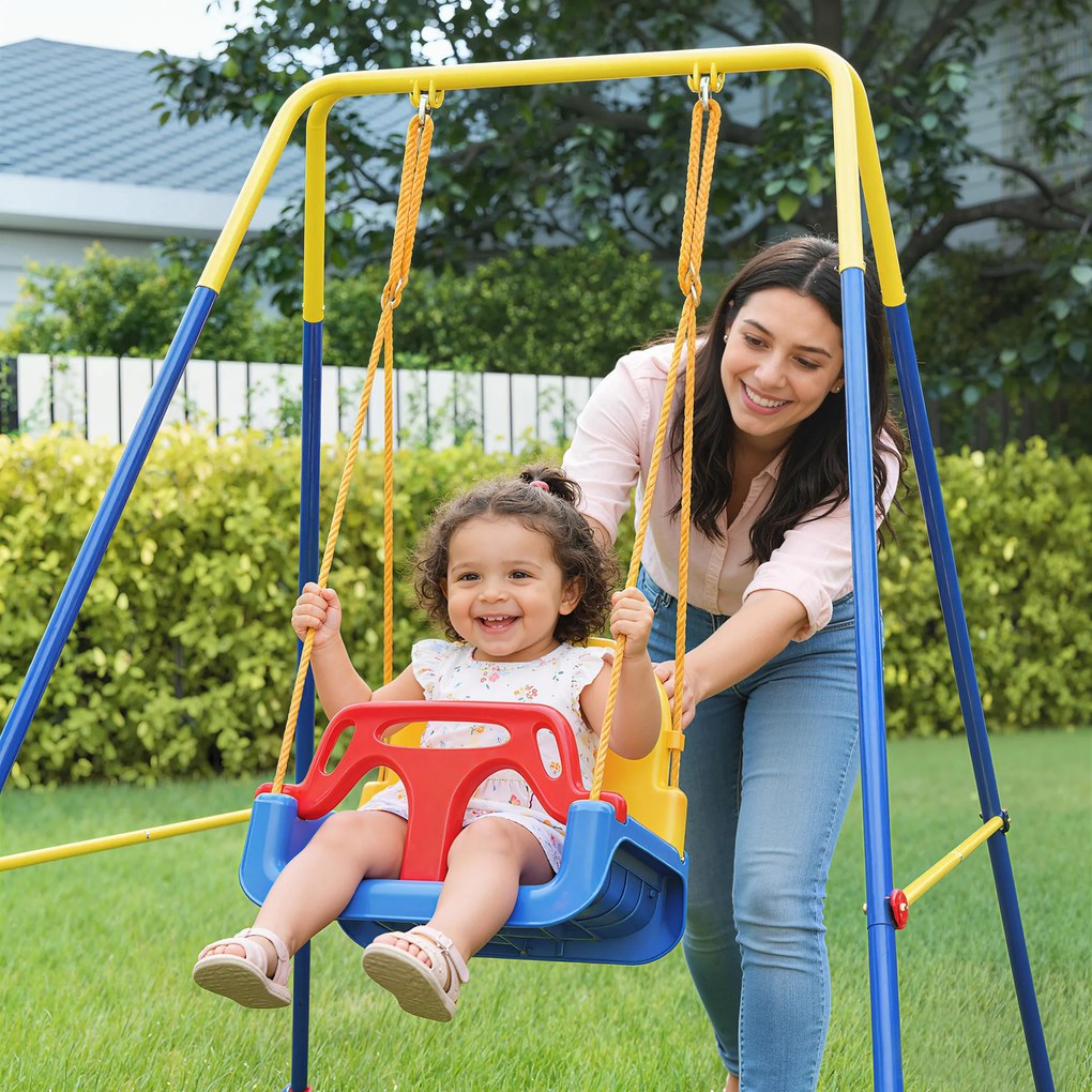 Altalena da Giardino per Bambini Trasformabile 3 in 1 Telaio in Metallo Blu...