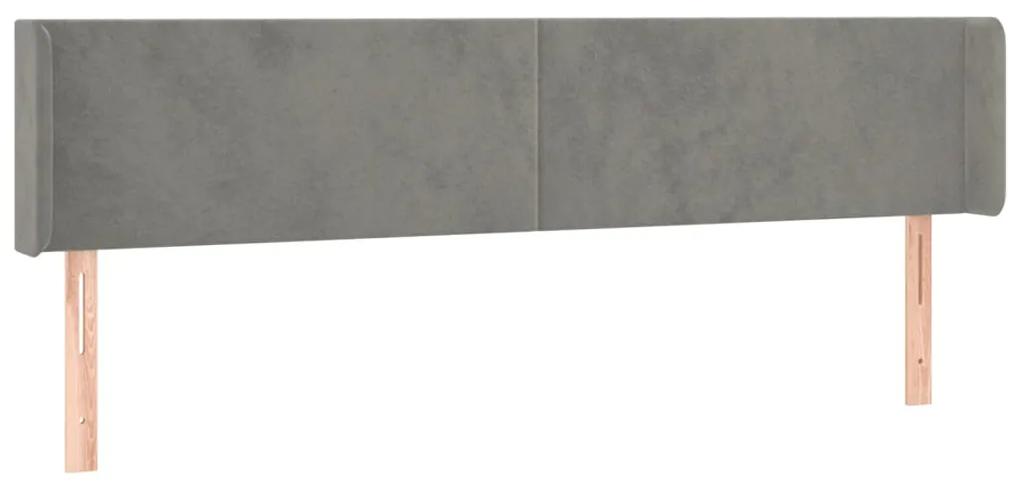 Testiera a led grigio chiaro 203x16x78/88 cm in velluto