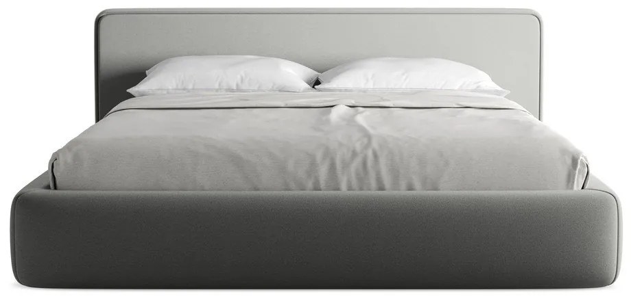 Letto matrimoniale imbottito grigio con contenitore con griglia 180x200 cm Kiana - Makamii
