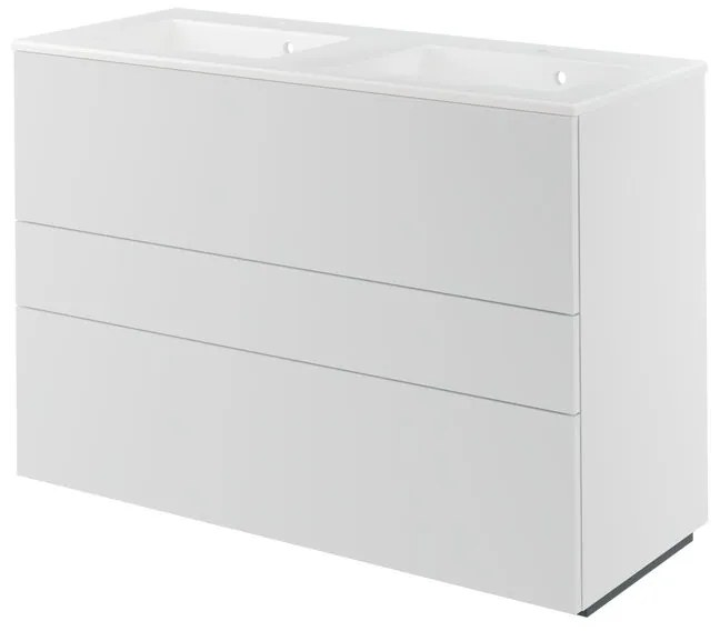 Mobile da bagno a terra  L 120 x H 84 x P 48 cm bianco laccato opaco, 3 cassetti SENSEA Neo Line