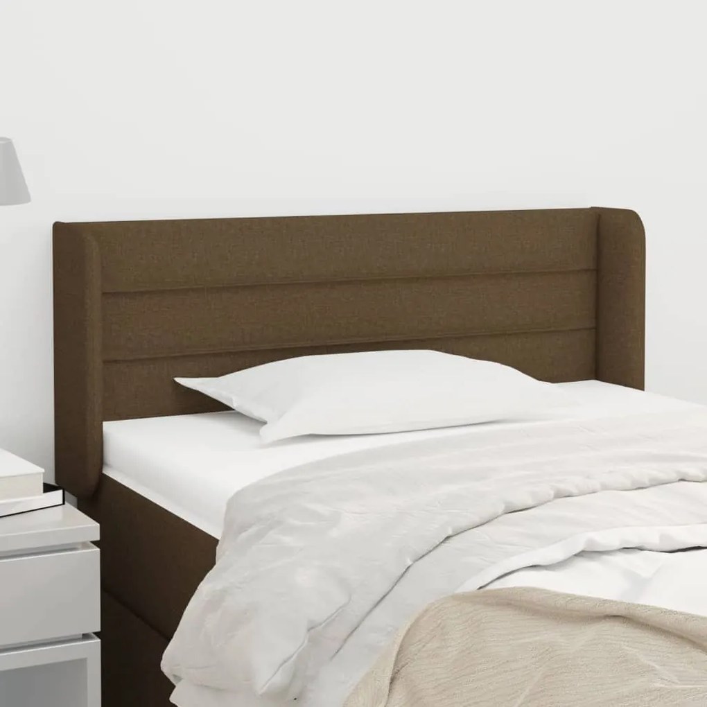 Testiera Ad Orecchio Marrone Scuro 83x16x78/88 Cm İn Tessuto /