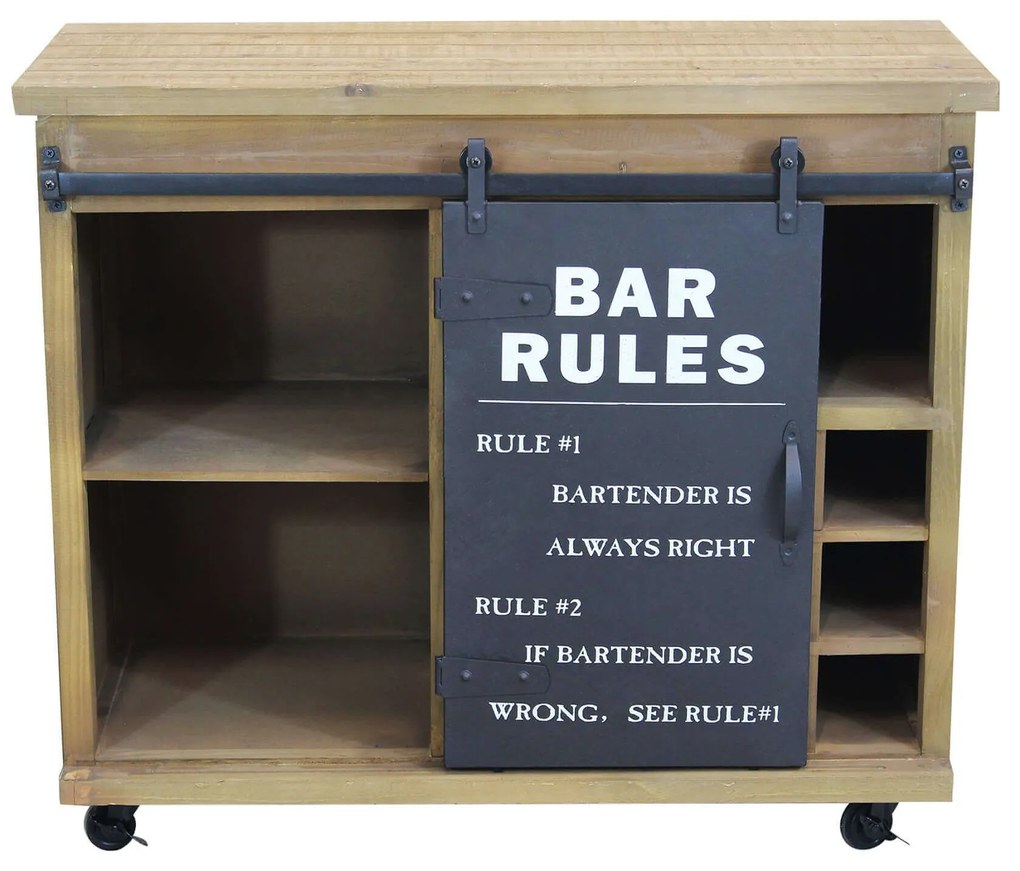 COLETTE - madia industrial in acciaio con portabottiglie