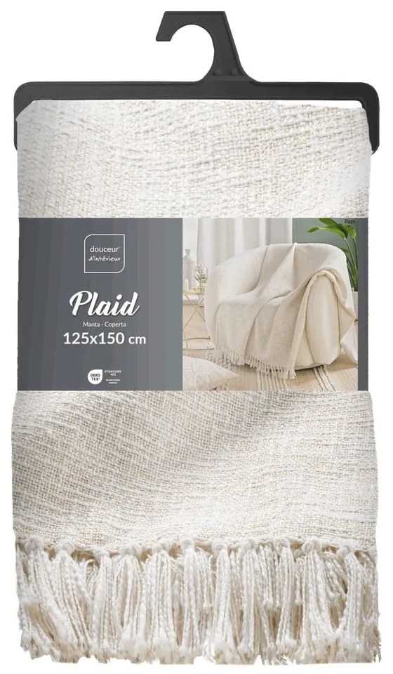 Coperta color crema in misto cotone 125x150 cm Ziggy – douceur d'intérieur