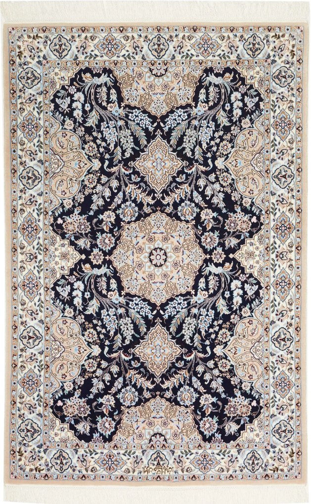 Nain Tappeto persiano 160 x 110 Blu (Iran) Annodato A Mano