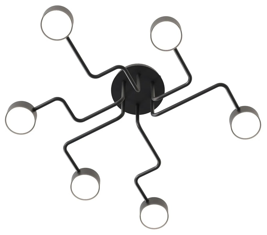 Plafoniera Moderna Ade Acciaio Nero 6 Luci Gx53 Ip20
