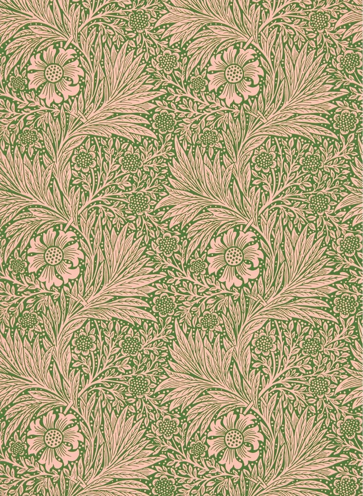 Morris & Co Carta da parati Marigold - Pink & Olive