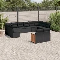 Set Divani da Giardino 12 pz con Cuscini Nero in Polyrattancod mxl 112144