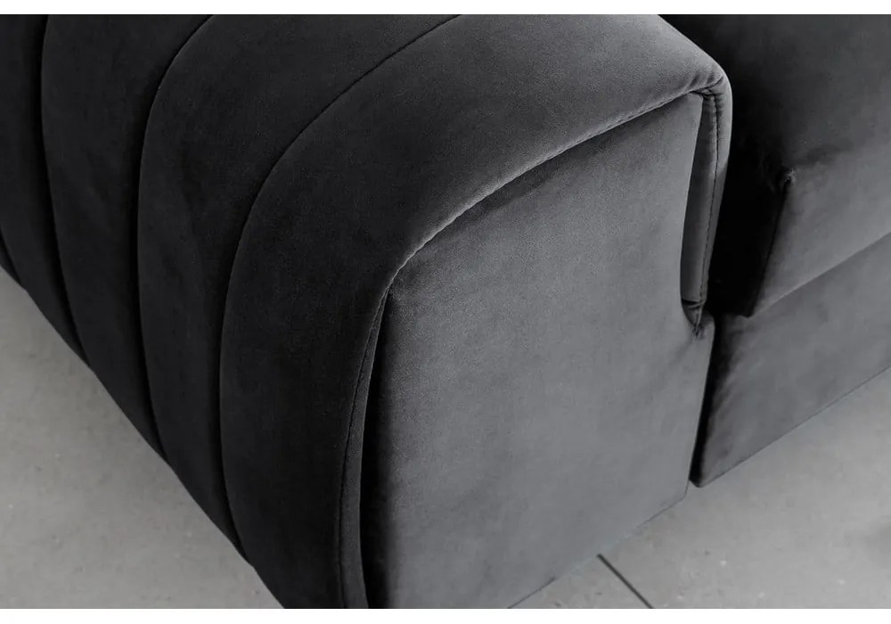 Divano grigio scuro allungabile e rivestimento in velluto 261 cm Laurence – ELTAP