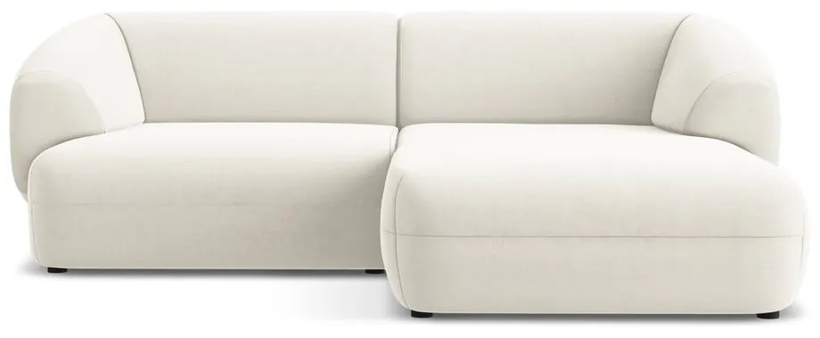 Divano angolare bianco (con penisola a destra) con rivestimento in velluto Moana – Makamii