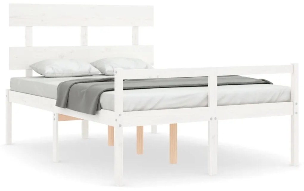 Letto per Anziani con Testiera Bianco Double in Legno Massello