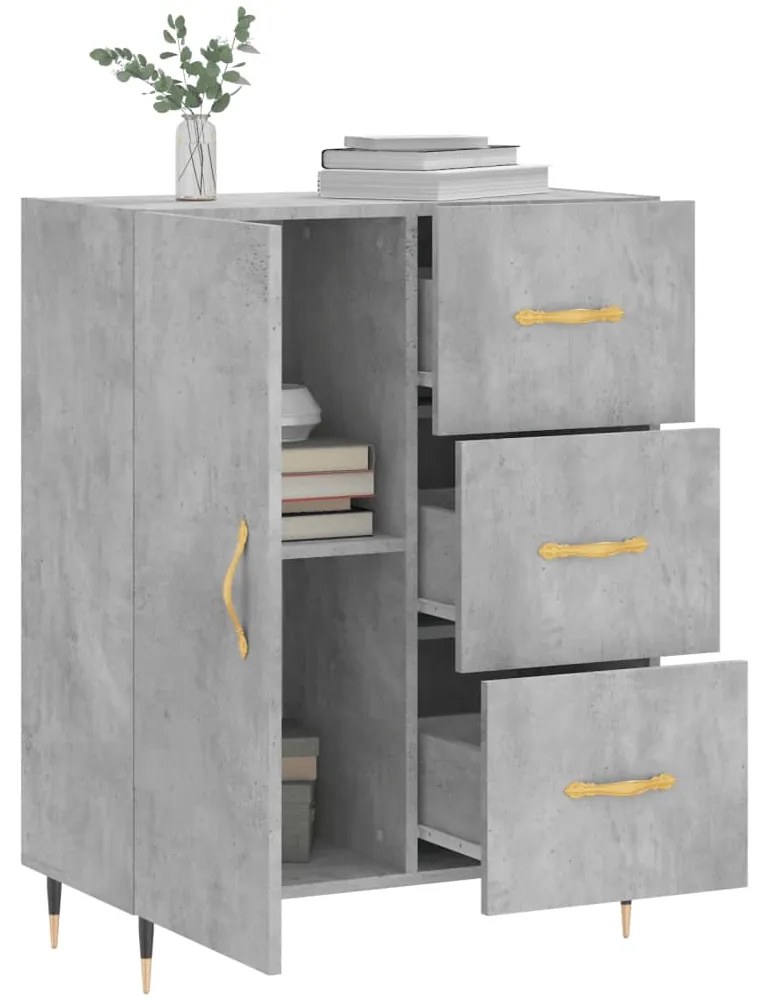 Credenza grigio cemento 69,5x34x90 cm in legno multistrato