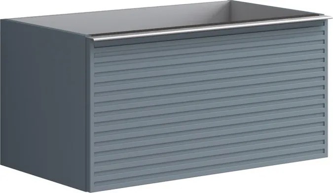 Mobile da bagno sospeso sotto lavabo L 80 x H 40 x P 45.5 cm indaco laccato, 2 cassetti Pixel stripes