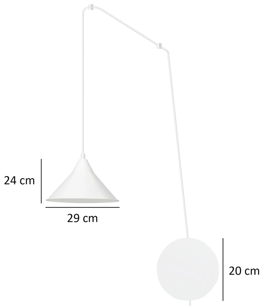 Sospensione Minimal 1 Luce Fujin In Acciao Bianco E Paralume A Cono