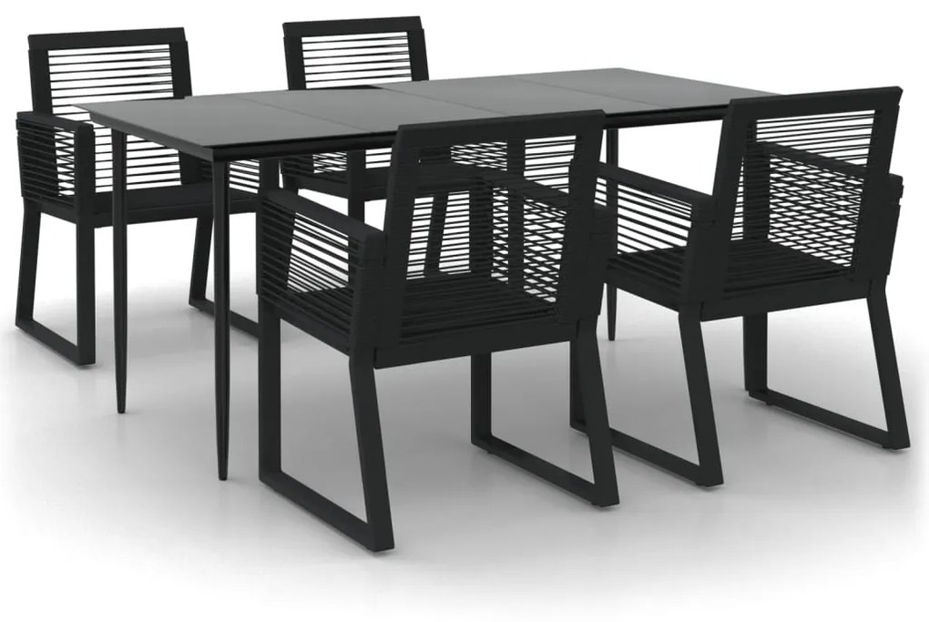 Set da pranzo da giardino 5 pz nero in rattan pvc
