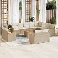 Set Divano da Giardino 13 pz con Cuscini Beige in Polyrattan 3226520