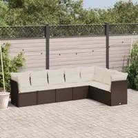 Set Divani da Giardino 7 pz con Cuscini Marrone in Polyrattan 3217743