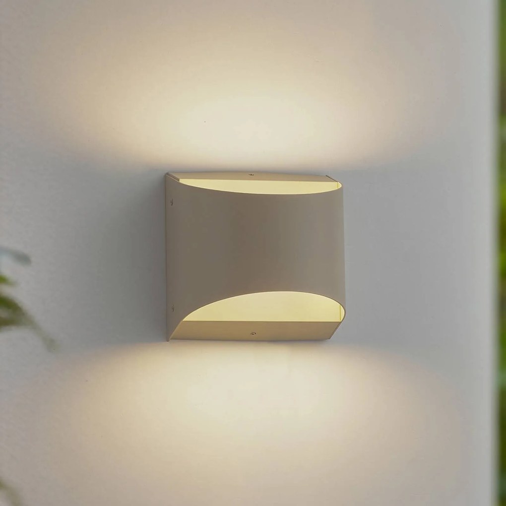 Lindby Applique da esterni LED Lenore, beige, metallo, 13,5 cm