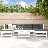 Set Divani da Giardino 7pz con Cuscini in Legno Massello Bianco 3185928