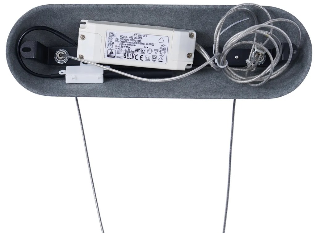 Lampada a sospensione moderna nera con interno grigio con LED dimmerabile a 3 livelli - Dani